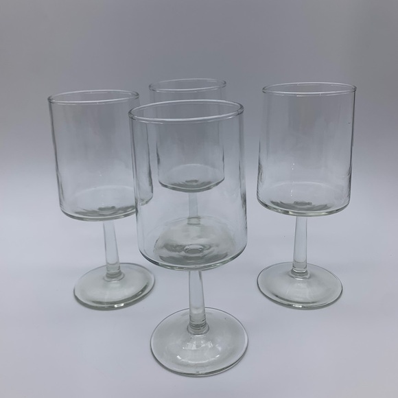 Set If 4 Vintage Clear Solid Cylinder Stem Wine Glasses 7” - Picture 3 of 10